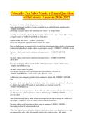 Colorado Car Sales Mastery Exam Questions with Correct Answers 2026-2027