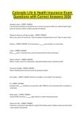 Colorado Life & Health Insurance Exam Questions with Correct Answers 2026