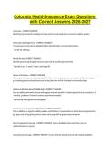 Colorado Health Insurance Exam Questions with Correct Answers 2026-2027