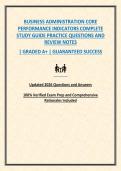 BUSINESS ADMINISTRATION CORE PERFORMANCE INDICATORS COMPLETE STUDY GUIDE PRACTICE QUESTIONS AND ANSWERS