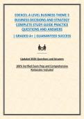 EDEXCEL A LEVEL BUSINESS THEME 3 BUSINESS DECISIONS AND STRATEGY COMPLETE STUDY GUIDE PRACTICE QUESTIONS AND ANSWERS