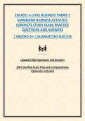 EDEXCEL A LEVEL BUSINESS THEME 2 MANAGING BUSINESS ACTIVITIES COMPLETE STUDY GUIDE PRACTICE QUESTIONS AND ANSWERS