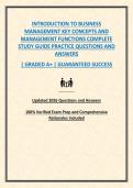 INTRODUCTION TO BUSINESS MANAGEMENT KEY CONCEPTS AND MANAGEMENT FUNCTIONS COMPLETE STUDY GUIDE PRACTICE QUESTIONS AND ANSWERS