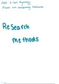 A STAR psychology a level research methods notes WITH FLASHCARDS