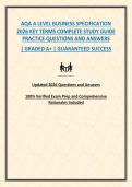AQA A LEVEL BUSINESS SPECIFICATION 2026 KEY TERMS COMPLETE STUDY GUIDE PRACTICE QUESTIONS AND ANSWERS