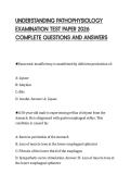 UNDERSTANDING PATHOPHYSIOLOGY&NewLine;EXAMINATION TEST PAPER 2026&NewLine;COMPLETE QUESTIONS AND ANSWERS