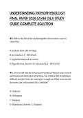 UNDERSTANDING PATHOPHYSIOLOGY&NewLine;FINAL PAPER 2026 EXAM Q&A STUDY&NewLine;GUIDE COMPLETE SOLUTION&NewLine;