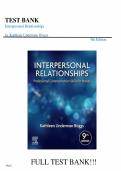 Test bank for Interpersonal Relationships&colon; Professional Communication Skills for Nurses&NewLine;by Kathleen Underman Boggs PhD FNP-CS &lpar;Author&rpar;  9th edition all pages fully covered with test questions and answers graded A&plus;