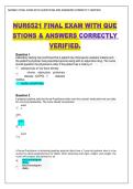 NUR6521 FINAL EXAM WITH QUESTIONS AND ANSWERS CORRECTLY VERIFIED