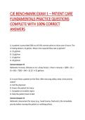 CJE BENCHMARK EXAM 1 &ndash; PATIENT CARE FUNDAMENTALS PRACTICE QUESTIONS COMPLETE WITH 100&percnt; CORRECT ANSWERS