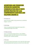 ADVERTISING AND PROMOTION &NewLine;INTEGRATED MARKETING &NewLine;COMMUNICATIONS BELCH NINTH &NewLine;EDITION PRACTICE TEST 2026 &NewLine;COMPREHENSIVE QUESTIONS AND &NewLine;SOLUTIONS GRADED A&plus; 