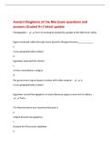 Ancient Kingdoms of the Nile Exam questions and&NewLine;answers Graded A&plus;&vert; latest update&NewLine;hieroglyphics - form of writing developed by people of the Nile River valley&NewLine;Egypt remained stable through many dynastic changes because&lowbar;&lowbar;&lowbar;&lowbar;&lowbar;&lowbar;&lowbar;&lowbar;&lowbar;&lowbar;&lowbar;&lowbar;&period;&NewLine;a&period;&NewLine;it was geographi