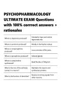 PSYCHOPHARMACOLOGY ULTIMATE EXAM Questions with 100- corrrect answers &plus; rationales&period;