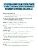 UNION PACIFIC CONDUCTOR FINAL&NewLine;FINAL TEST 2026 QUESTIONS WITH&NewLine;CORRECT ANSWERS GRADED A&plus;&NewLine;
