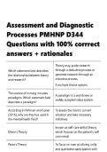 Assessment and Diagnostic Processes &vert; PMHNP D344 &vert; Questions with 100- corrrect answers &plus; rationales
