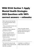 WGU D344 Section 1 Apply Mental Health Strategies 2026 Questions with 100- corrrect answers &plus;