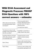 WGU D344 &vert; Assessment and Diagnostic Processes PMHNP  &vert; D344 Questions  &vert; with 100- corrrect answers