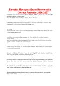 Elevator Mechanic Exam Review with Correct Answers 2026-2027