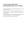 Lean Six Sigma Yellow Belt &lpar;Fundamental Skills&rpar; - Error Proofing&period; Questions with Correct Answers