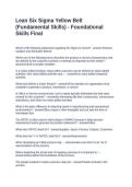 Lean Six Sigma Yellow Belt &lpar;Fundamental Skills&rpar; - Foundational Skills Final&period; Questions and Answers 2026