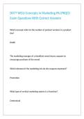 D077 WGU Concepts in Marketing PA &lpar;PKQO&rpar; Exam Questions With Correct Answers 