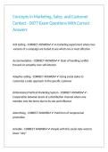 Concepts in Marketing&comma; Sales&comma; and Customer Contact - D077 Exam Questions With Correct Answers