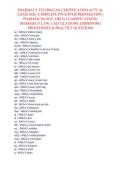 PHARMACY TECHNICIAN CERTIFICATION ACTUAL EXAM 2026 &vert; COMPLETE PTCE&sol;PTCB PREPARATION &vert; PHARMACOLOGY&comma; DRUG CLASSIFICATIONS&comma; PHARMACY LAW&comma; CALCULATIONS&comma; DISPENSING PROCEDURES & PRACTICE QUESTIONS