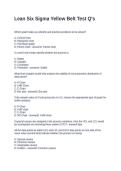 Lean Six Sigma Yellow Belt Test Q-s&period; Questions and Answers