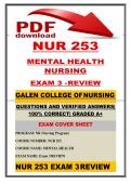 NUR 253&NewLine;MENTAL HEALTH&NewLine;NURSING&NewLine;EXAM 3 -REVIEW LATEST UPDATE &lpar;2026&sol;2027&rpar; QUESTIONS AND VERIFIED ANSWERS &vert; 100&percnt; CORRECT &vert; GRADED A&plus;