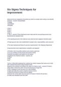 Six Sigma Techniques for Improvement Questions and Answers