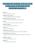 UPS DRIVING SCHOOL ACTUAL EXAM&NewLine;PAPER 2026 QUESTIONS WITH&NewLine;ANSWERS GRADED A&plus;&NewLine;