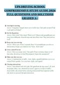 UPS DRIVING SCHOOL&NewLine;COMPREHENSIVE STUDY GUIDE 2026&NewLine;FULL QUESTIONS AND SOLUTIONS&NewLine;GRADED A&plus;&NewLine;