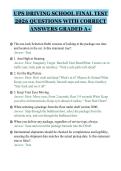 UPS DRIVING SCHOOL FINAL TEST&NewLine;2026 QUESTIONS WITH CORRECT&NewLine;ANSWERS GRADED A&plus;&NewLine;