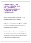CJE Benchmark Exam Clinical Judgment NURS 3251 &vert; 250 Questions and Correct Answers 2026&ndash;2027