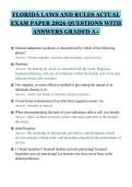 FLORIDA LAWS AND RULES ACTUAL&NewLine;EXAM PAPER 2026 QUESTIONS WITH&NewLine;ANSWERS GRADED A&plus;