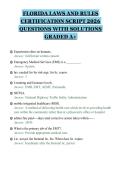 FLORIDA LAWS AND RULES&NewLine;CERTIFICATION SCRIPT 2026&NewLine;QUESTIONS WITH SOLUTIONS&NewLine;GRADED A&plus;