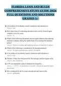 FLORIDA LAWS AND RULES&NewLine;COMPREHENSIVE STUDY GUIDE 2026&NewLine;FULL QUESTIONS AND SOLUTIONS&NewLine;GRADED A&plus;