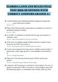 FLORIDA LAWS AND RULES FINAL&NewLine;TEST 2026 QUESTIONS WITH&NewLine;CORRECT ANSWERS GRADED A&plus;