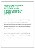 CJE Benchmark Clinical Judgment Exam &num;1 2026&ndash;2027 &vert; 250&plus; Practice Questions and Verified Answers for Nursing Students