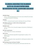 FLORIDA RESTRICTED BARBER&NewLine;ACTUAL EXAM PAPER 2026&NewLine;QUESTIONS WITH ANSWERS GRADED&NewLine;A&plus;