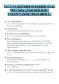 FLORIDA RESTRICTED BARBER FINAL&NewLine;TEST 2026 QUESTIONS WITH&NewLine;CORRECT ANSWERS GRADED A&plus;