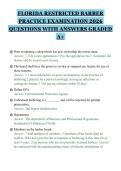 FLORIDA RESTRICTED BARBER&NewLine;PRACTICE EXAMINATION 2026&NewLine;QUESTIONS WITH ANSWERS GRADED&NewLine;A&plus;