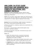 AMU CHEM 134 STUDY GUIDE QUESTIONS AND ANSWERS WITH COMPLETE SOLUTIONS 100&percnt; CORRECT RATED A&plus;