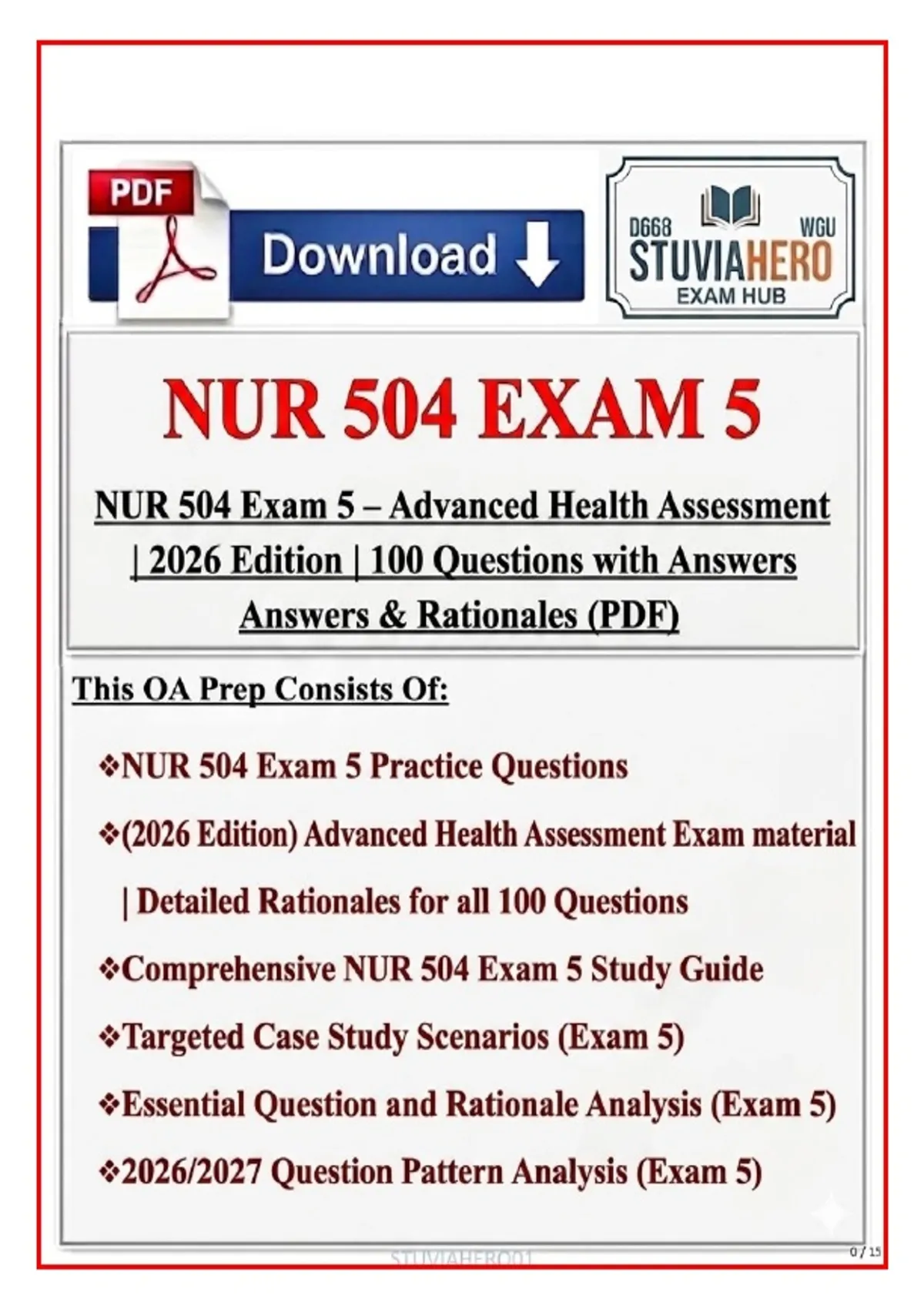 NUR 504 Exam 5 – Advanced Health Assessment 2026 Edition | 100 ...