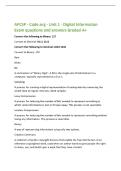 APCSP - Code&period;org - Unit 1 - Digital Information&NewLine;Exam questions and answers Graded A&plus;&NewLine;Convert the following to Binary&colon; 127&NewLine;Convert to Decimal&colon; 0111 1111&NewLine;Convert the Following to Decimal&colon; 1010 1010&NewLine;Convert to Binary&colon; 170&NewLine;Byte&NewLine;8 bits&NewLine;Bit&NewLine;A contracti