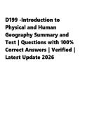 D199 -Introduction to Physical and Human Geography Summary and Test Questions with 100- Correct Answers
