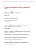AP Physics 1Exam questions and answers Graded A&plus; latest&NewLine;update&NewLine;Displacement &lpar;&Delta;x&rpar; --Net change in position&NewLine;-Measured in meters &lpar;m&rpar;&NewLine;&Delta;x &equals; x&lpar;f&rpar; - x&lpar;i&rpar;&NewLine;Velocity &lpar;v&rpar; --Speed and direction&NewLine;-Measured in meters per second &lpar;m&sol;s&rpar;&NewLine;average v &equals; &Delta;x&sol;t&NewLine;Acceleratio
