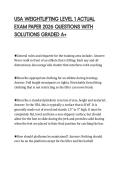USA WEIGHTLIFTING LEVEL 1 ACTUAL&NewLine;EXAM PAPER 2026 QUESTIONS WITH&NewLine;SOLUTIONS GRADED A&plus;