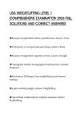USA WEIGHTLIFTING LEVEL 1&NewLine;COMPREHENSIVE EXAMINATION 2026 FULL&NewLine;SOLUTIONS AND CORRECT ANSWERS&NewLine;