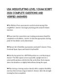 USA WEIGHTLIFTING LEVEL 1 EXAM SCRIPT&NewLine;2026 COMPLETE QUESTIONS AND&NewLine;VERIFIED ANSWERS